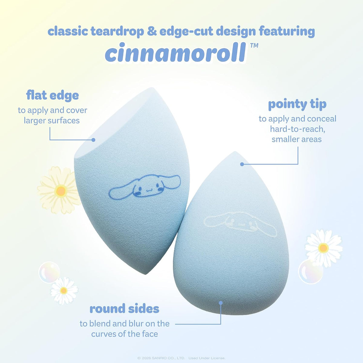 The Crème Shop x Cinnamoroll Blending Makeup Sponge Duo, Latex Free, 2 Ct