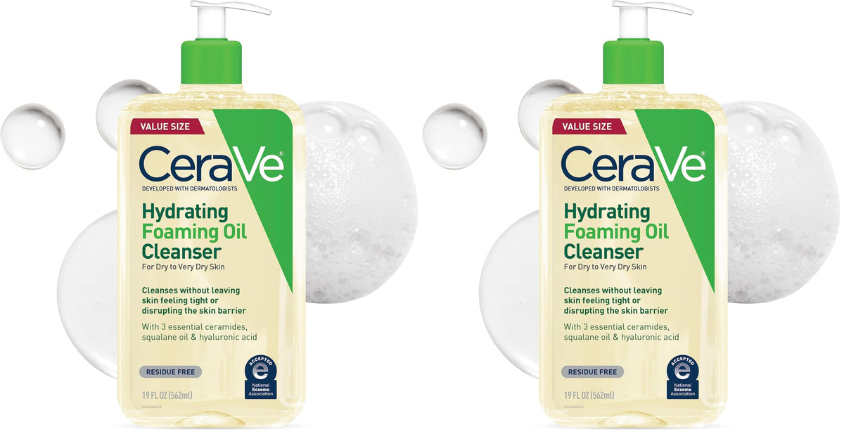 CeraVe Hydrating Foaming Oil Facial Cleanser with Hyaluronic Acid, 8oz