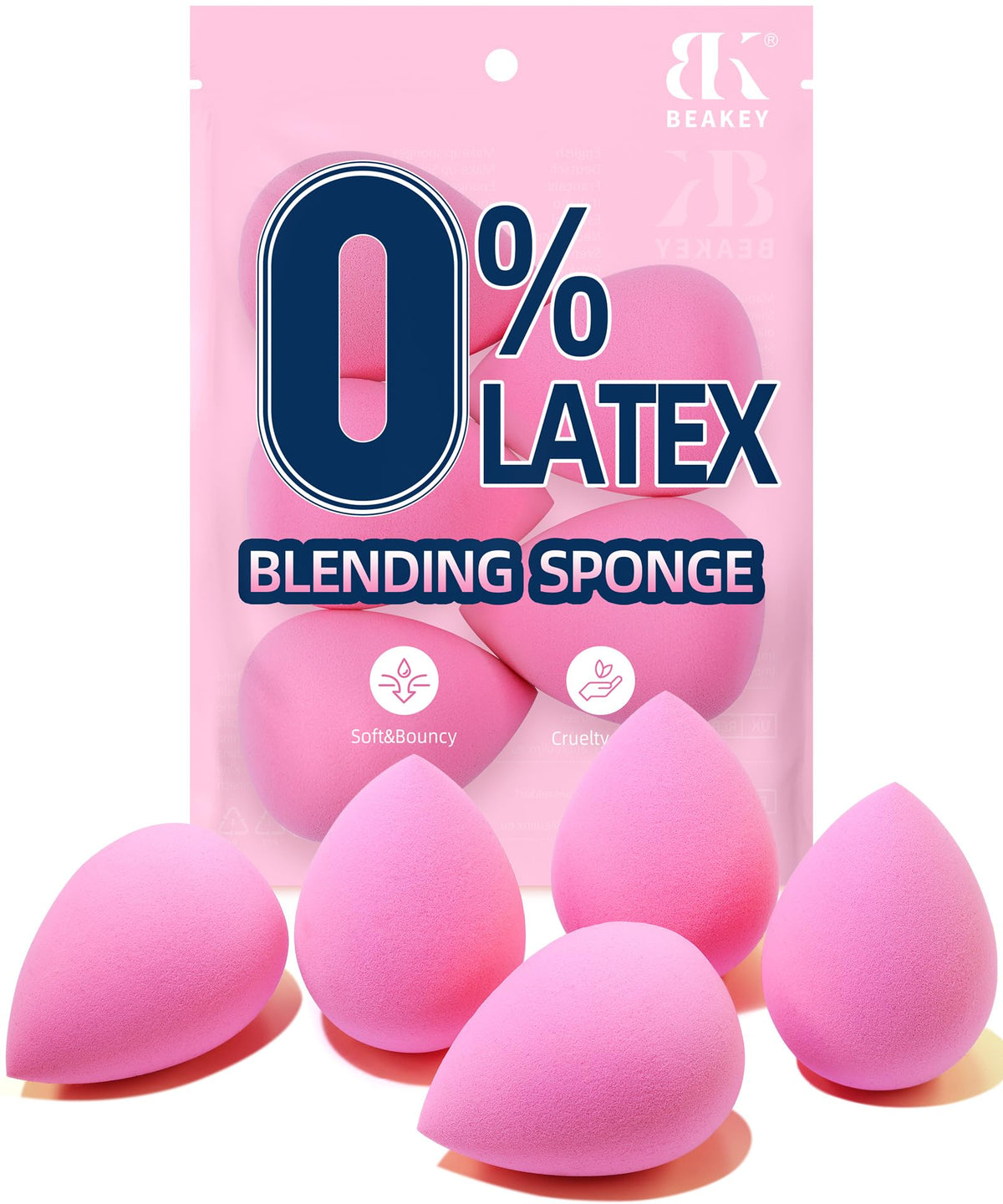 BEAKEY Makeup Sponge Set, 5 Pack Foundation Beauty Sponges & Soft Blenders