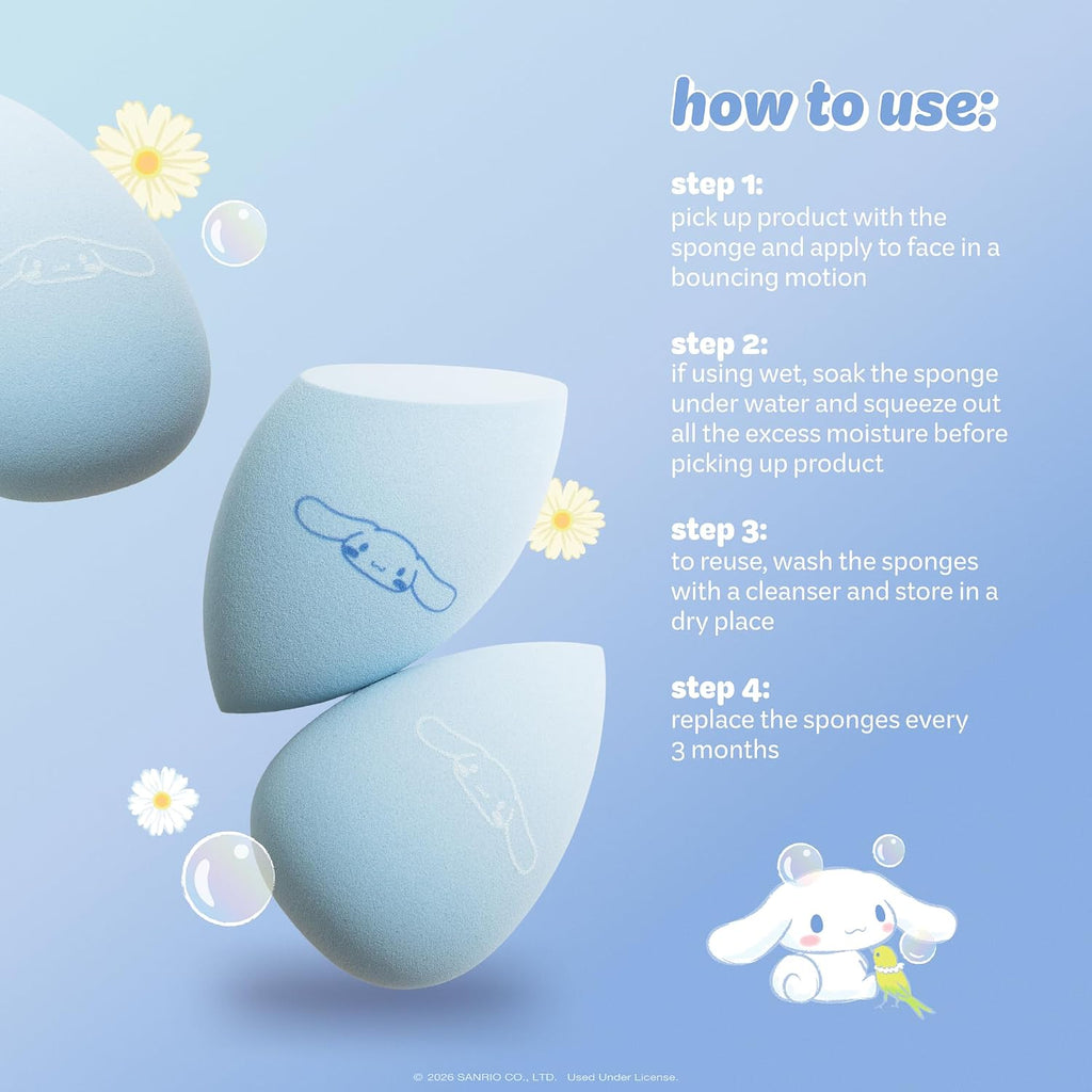 The Crème Shop x Cinnamoroll Blending Makeup Sponge Duo, Latex Free, 2 Ct