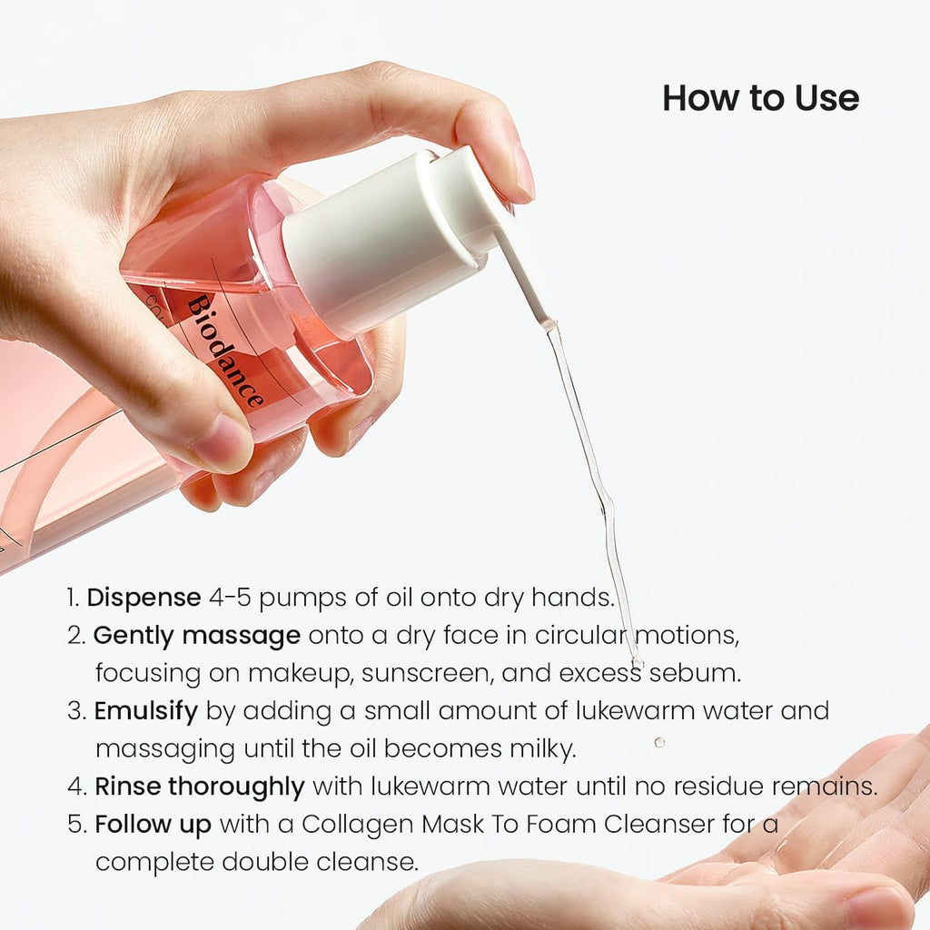 BIODANCE Collagen Cleansing Oil, Facial Oil Cleanser, Gentle Makeup Remover, Bleackhed and Whitehead Remover for Sensitive Skin, Korean Skin Careㅣ6.76 fl. oz. (200 ml)