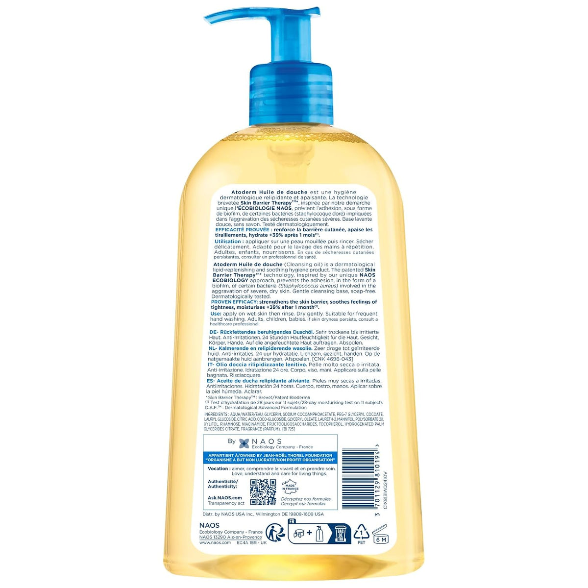 Bioderma Atoderm Shower Oil, Cleansing Oil For Face & Body, Nourishing Cleansing Oil For Dry to Atopic Sensitive Skin For Softer & Smooth Skin For Your Whole Family