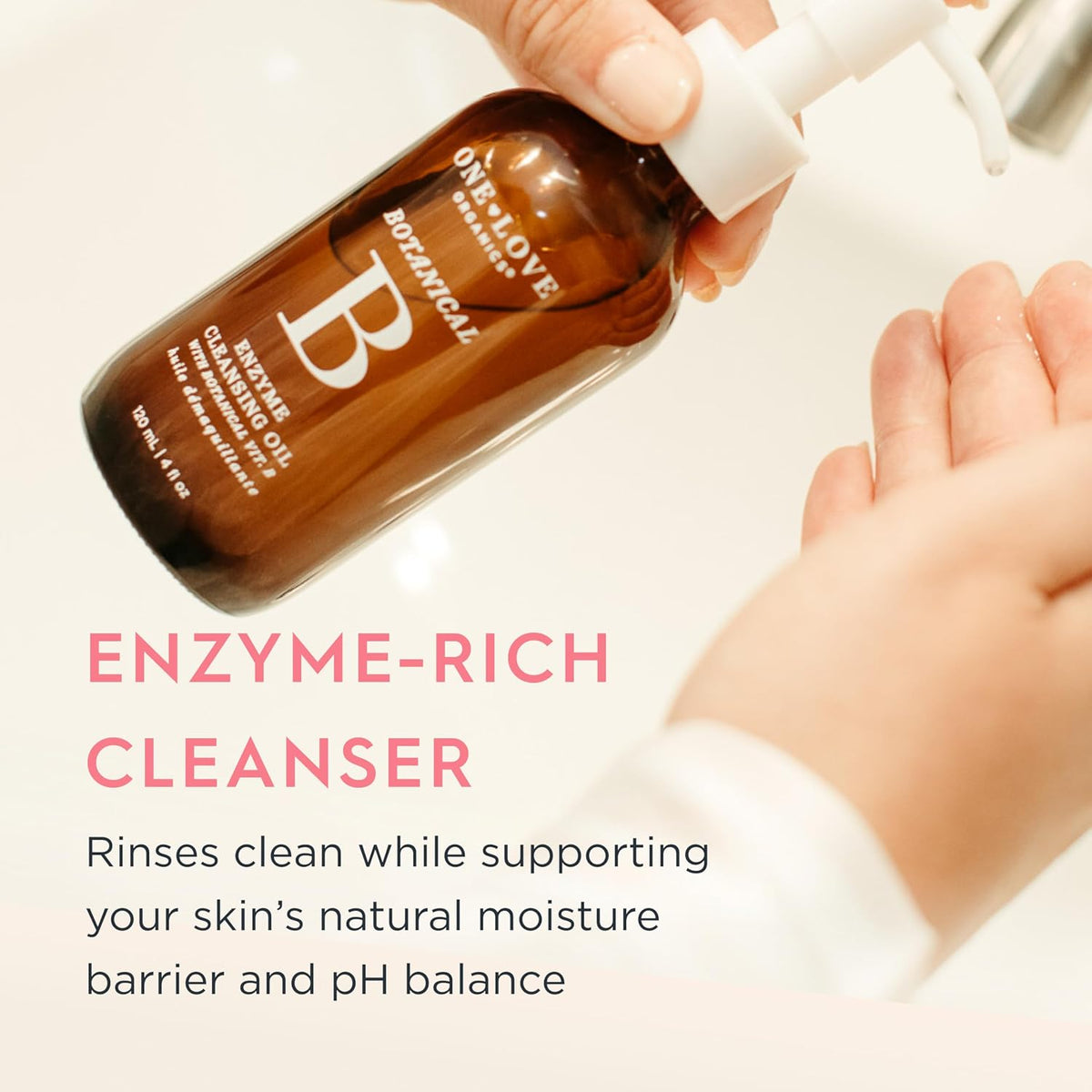 One Love Organics Botanical B Enzyme Cleansing Oil – Hydrating Oil Cleanser for Double Cleansing, Makeup Remover for Face, Cruelty Free 4 oz
