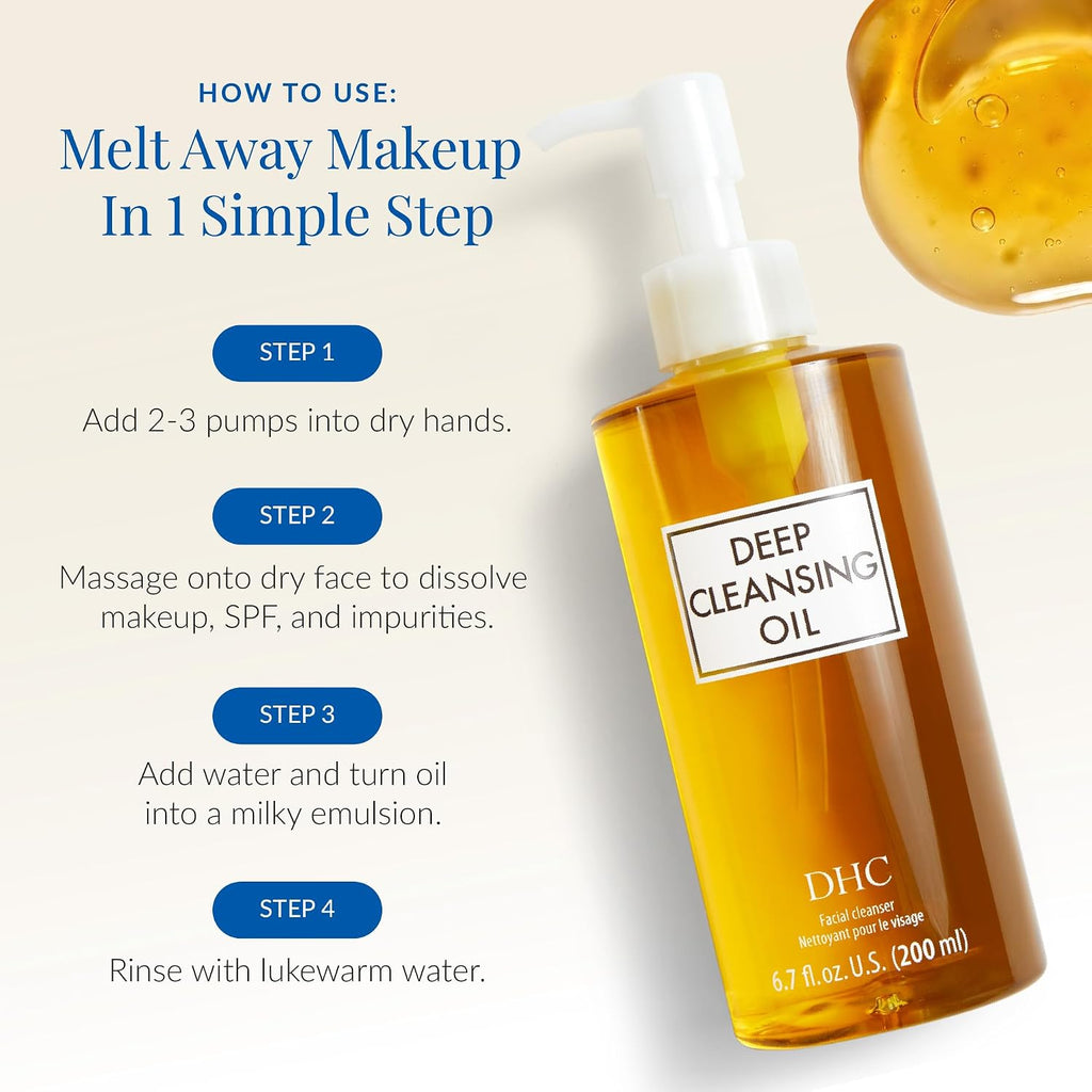 DHC Deep Cleansing Oil, Makeup Remover, Gentle Oil Cleanser, 6.7oz + 1oz