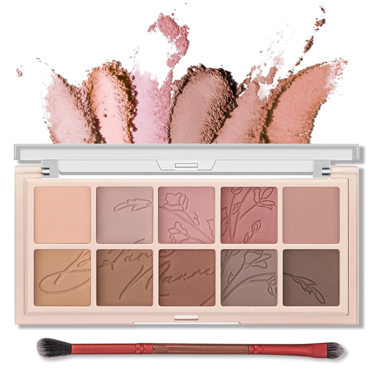 Erinde 10 Colors Matte Eyeshadow Palette, Grey Taupe Mavue Nude Eye Shadow for Older Women, Ultra Blendable Cool Toned Neutral Smokey Eye Shadow Palettes, Long Lasting Natural Smooth Texture, Cement
