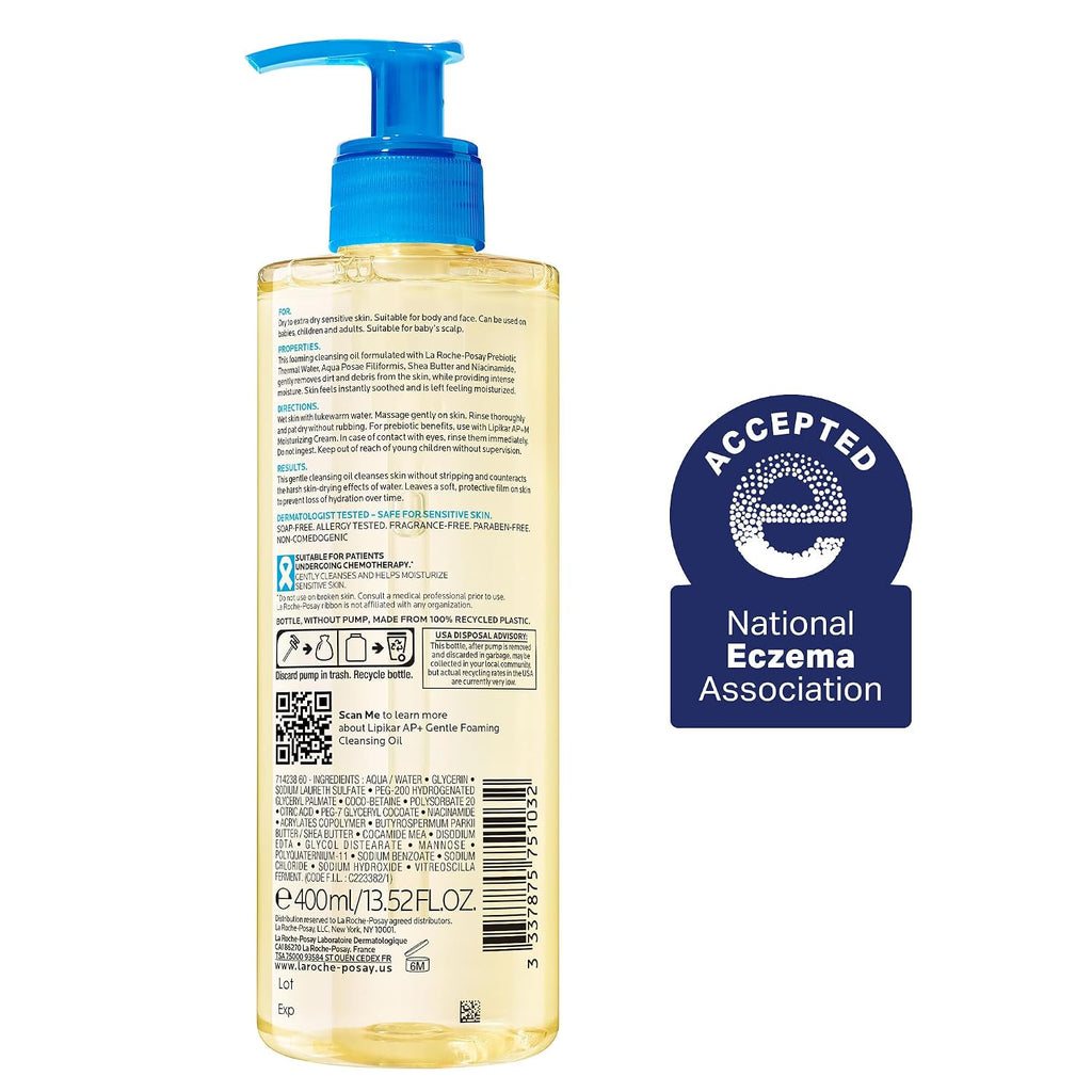 La Roche-Posay Lipikar AP+ Gentle Foaming Cleansing Oil, with Shea Butter