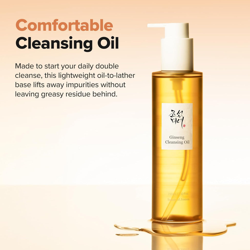 Beauty of Joseon Ginseng Cleansing Oil Waterproof Makeup Remover for Sensitive, Congested-Prone Facial Skin. Korean Skin Care for Men and Women, 210ml, 7.1 fl.oz