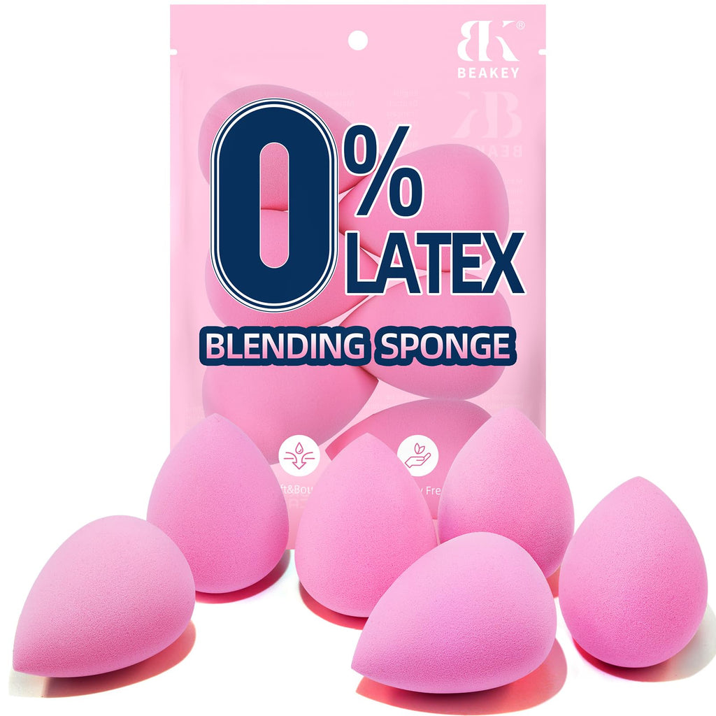 BEAKEY Makeup Sponge Set of 6, Super Soft Beauty Sponges for Foundation