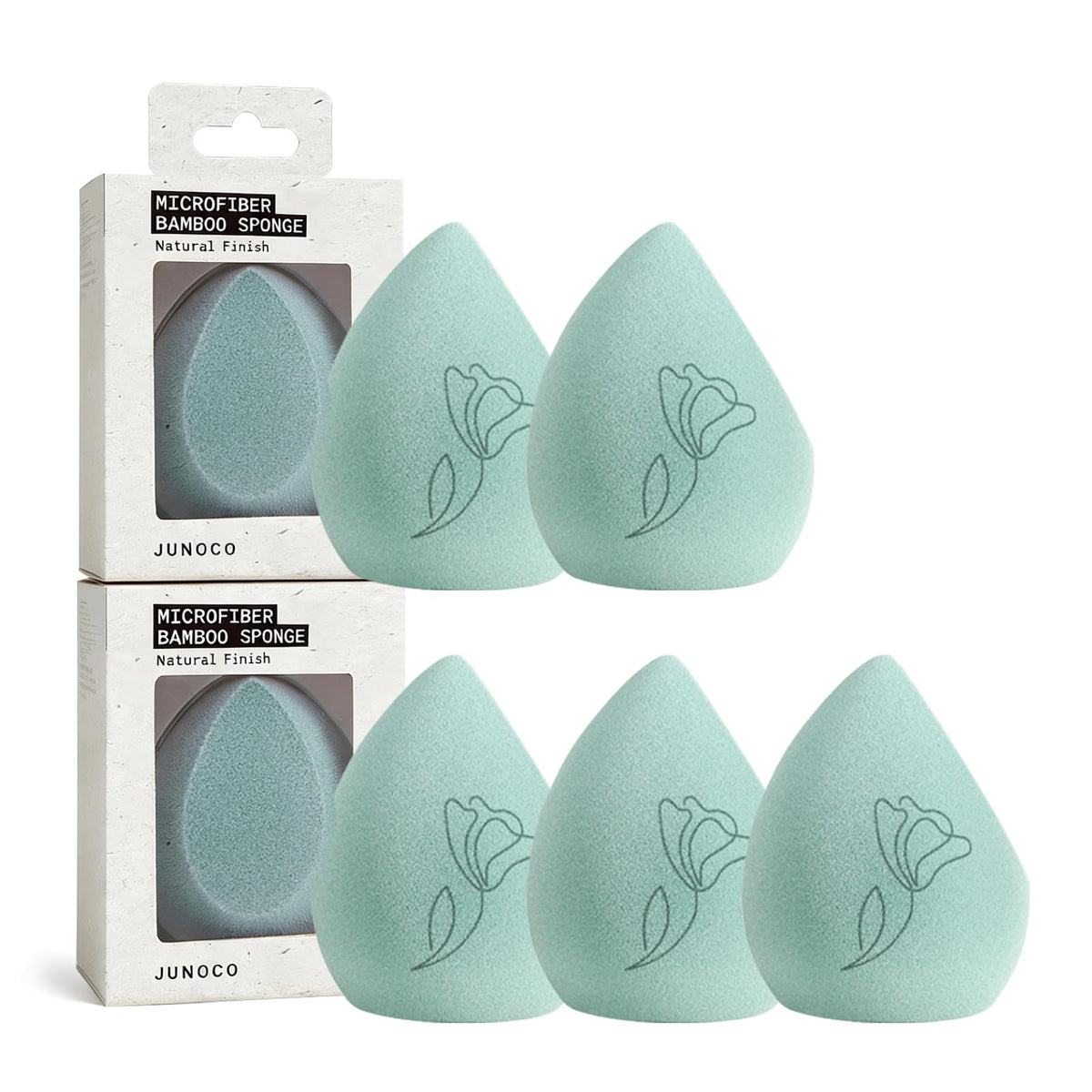 JUNO & Co. Microfiber Makeup Sponge, Dual Layer Technology for Full Coverage Flawless Makeup Blender for Foundation, Powder and Cream (Velvet Style and Blue Color)