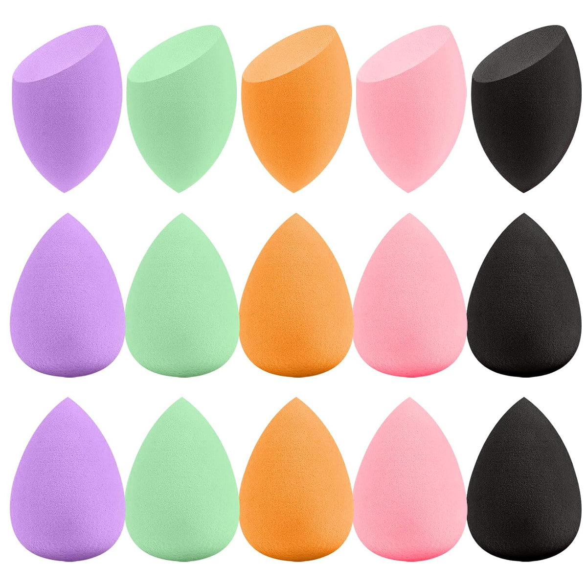 15 Pcs Multicolor Latex-Free Makeup Sponge Set Individually Wrapped Wet&Dry
