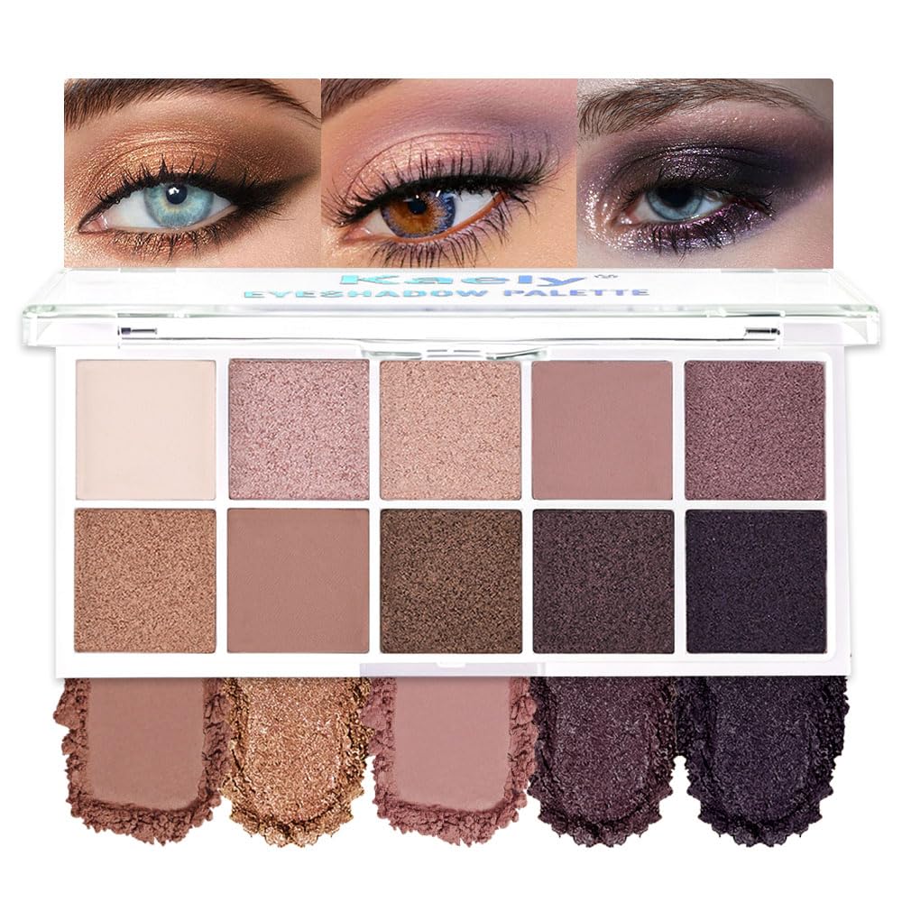 evpct Mauve Taupe Plum Matte Single Eye Shadow Palette Makeup for Older Women, Plum Lavender Purple Natural Cream Eyeshadow Palette for Green Eyes, High Pigment Mini Monochrome Eyeshadow