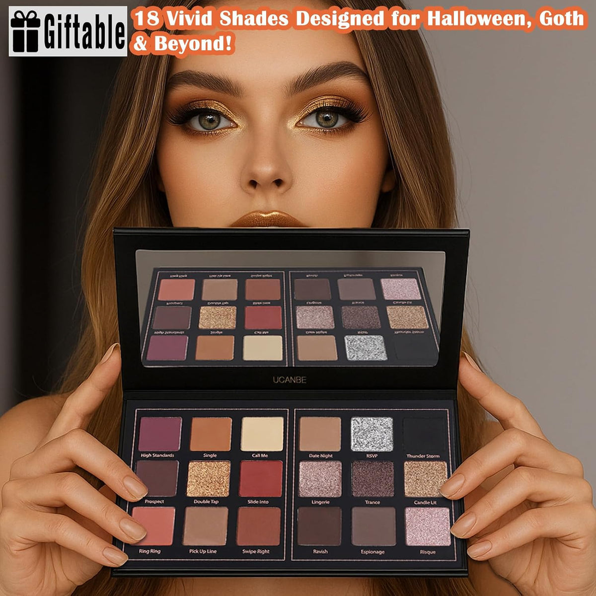 Matte Eyeshadow Palette Pro 18 Colors Pigmented Shimmer Glitter Eye Shadow Palette, Long Lasting Waterproof Dark Smokey Powder Cosmetics Pallet Halloween Valentine Gift Makeup Kit (01# Seductress)