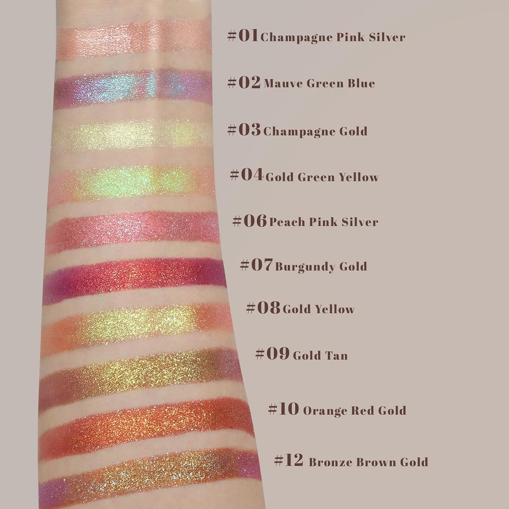 Noerrors Duochrome Plum Mauve Green Blue Glitter Eyeshadow Palette, Holographic Chameleon Rich Color Shimmer Metallic Eye Shadow, Color Shift Sparkle Iridescent Eye Brightener Fairy Makeup for Rave#02