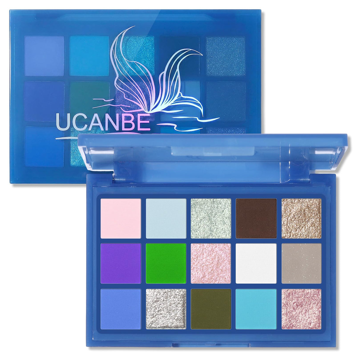 UCANBE Purple Eyeshadow Makeup Palette, 15 Colors Dark Smokey Shimmer Matte Metallic Glitter Eye Shadow Pallet, Violet Lavender Pink Make Up Kit for Cosplay Halloween Ursula Witch Costume Parties