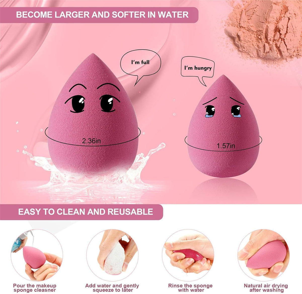 DUAIU 4 Pcs Makeup Sponge Set Beauty Sponge Foundation Blending Sponge, Flawless for Liquid, Cream, and Powder, Multi-colored Makeup Sponges with Storage Box