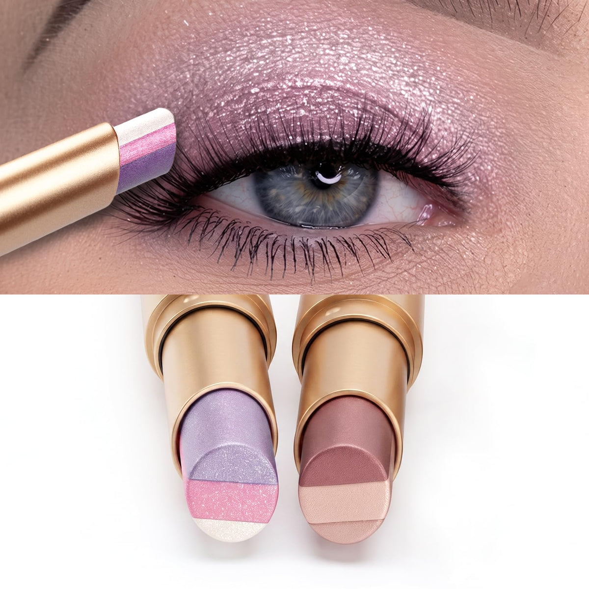 4Pcs Multi Color Eyeshadow Stick Set, 3 Color Gradient Shimmer Eye Shadow