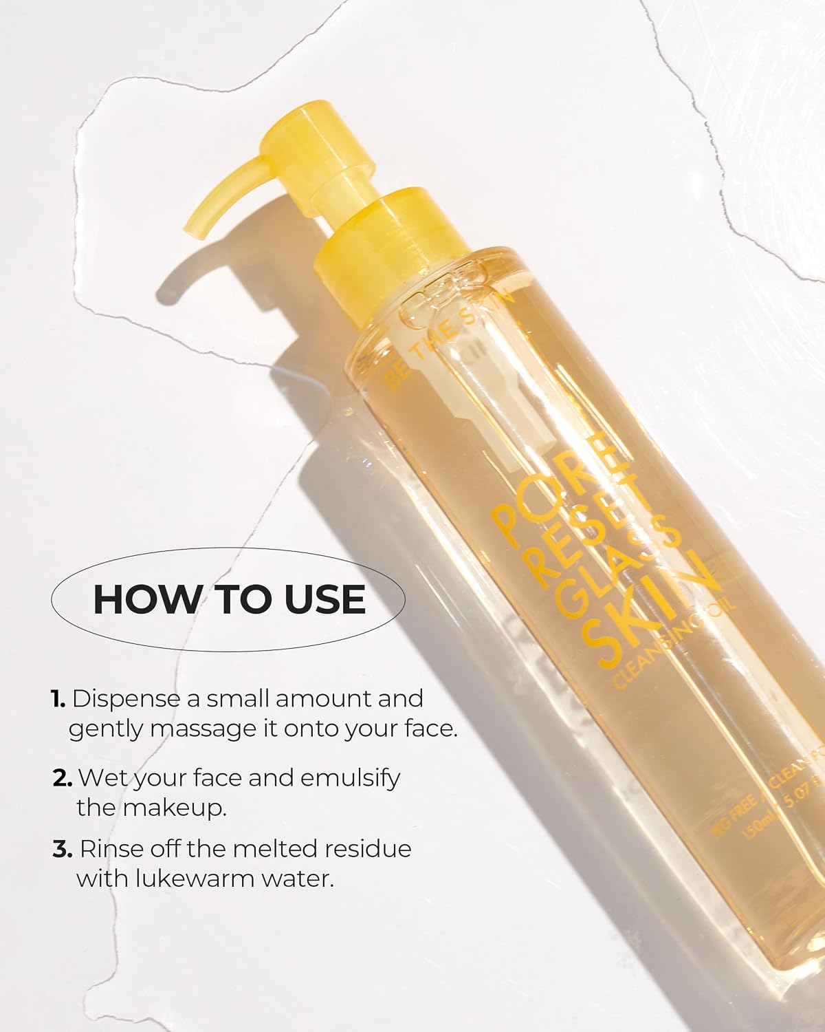 BE THE SKIN Pore Reset Glass Skin Cleansing Oil, Makeup Remover, 5.07 fl oz
