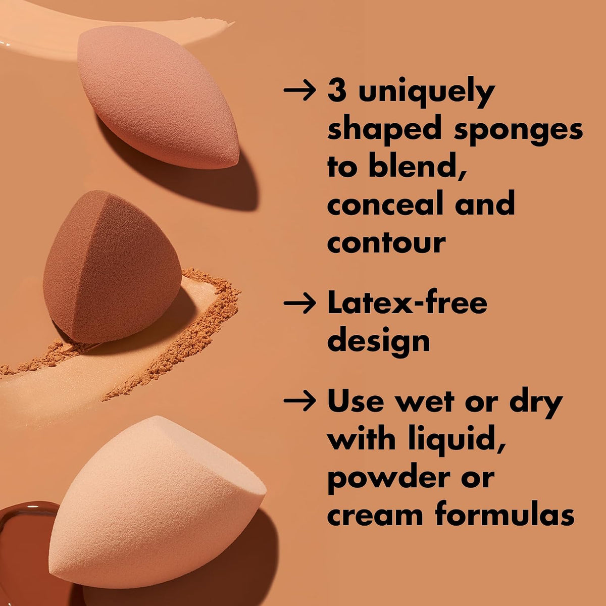 e.l.f. Total Sponge Set, Multi-use Makeup Sponge Set For Flawless Blending, Great For Powder Or Liquid Concealer & Foundation, Vegan & Cruelty-Free