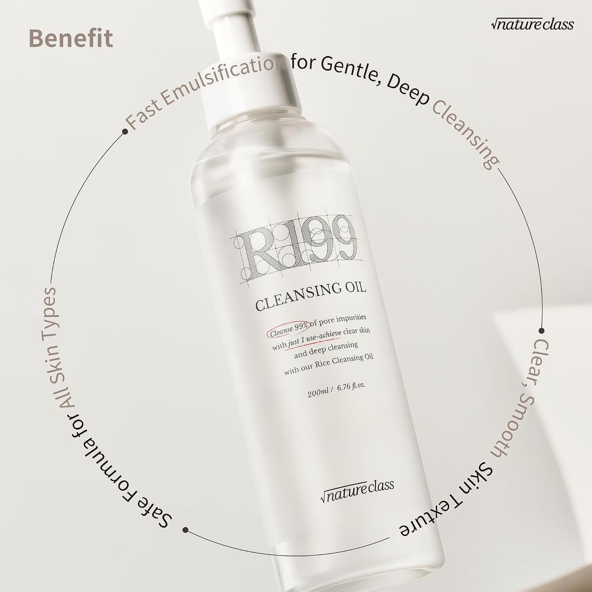 R199 Rice Cleansing Oil Face Cleanser Korean Skincare Makeup Remover Oil Cleanser for Face Blackhead Remover Pore Control Double Cleansing Sensitive Skin 6.76 fl oz