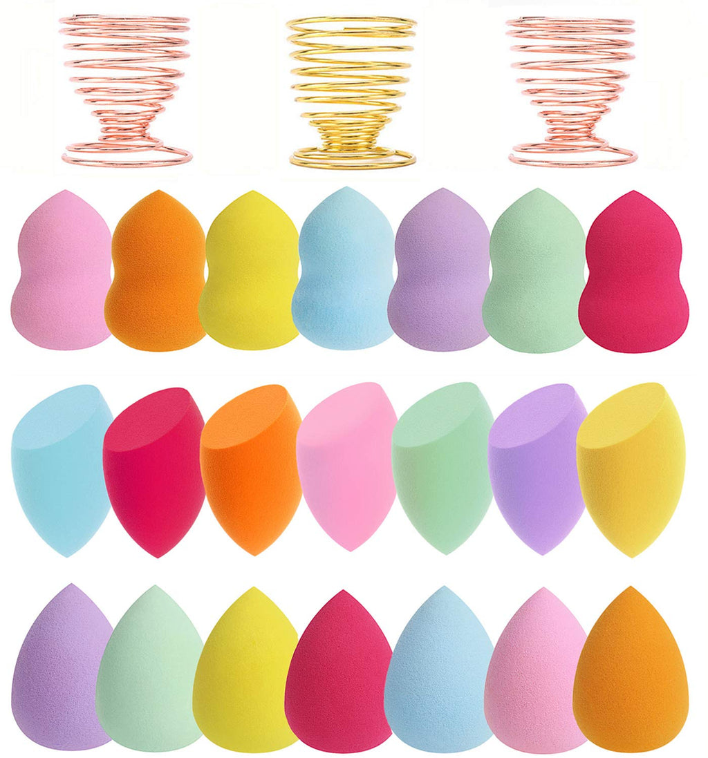 24-Pack Makeup Sponge Set with Holders, 7 Colors