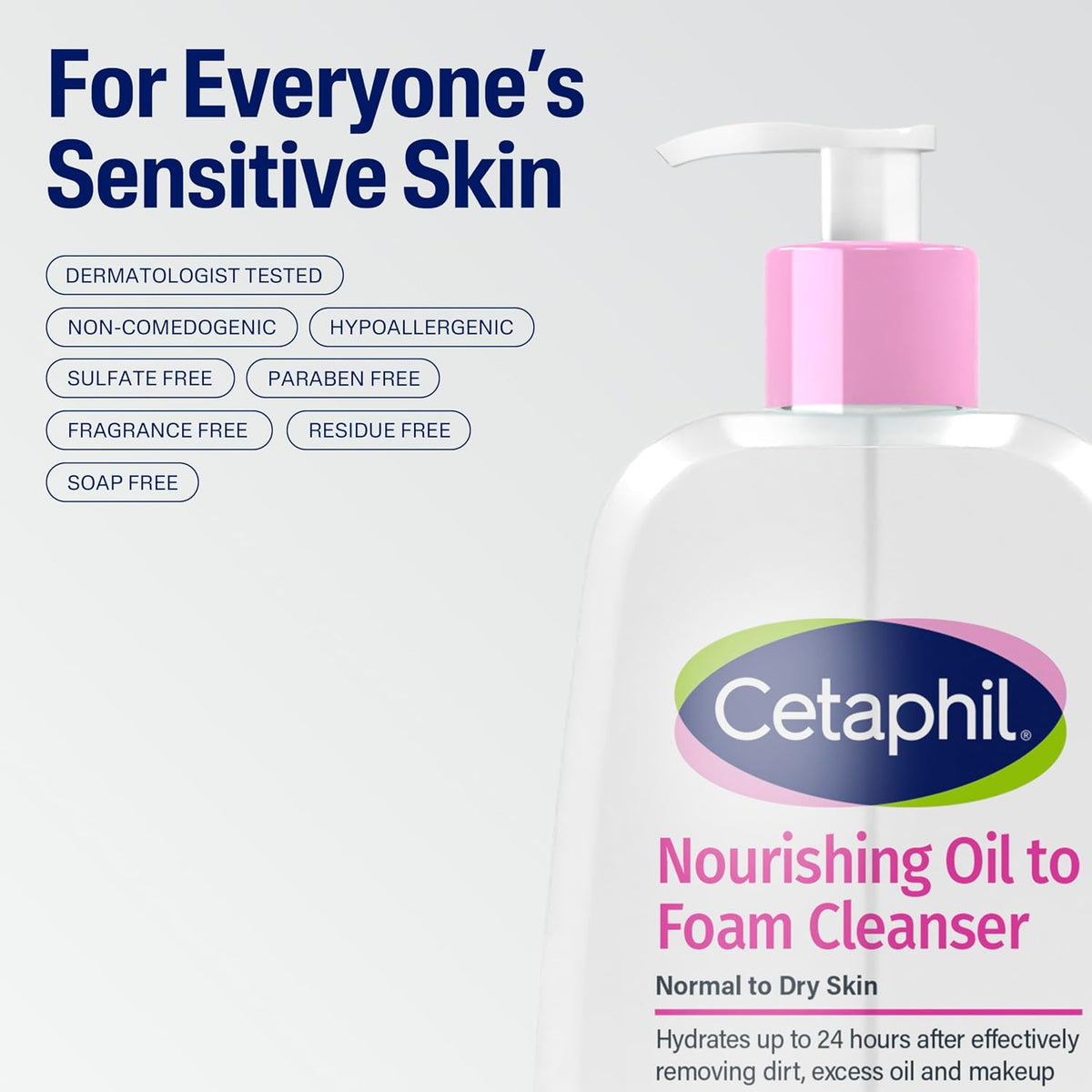 Cetaphil Nourishing Oil to Foam Facial Cleanser, Dry Skin, 8oz