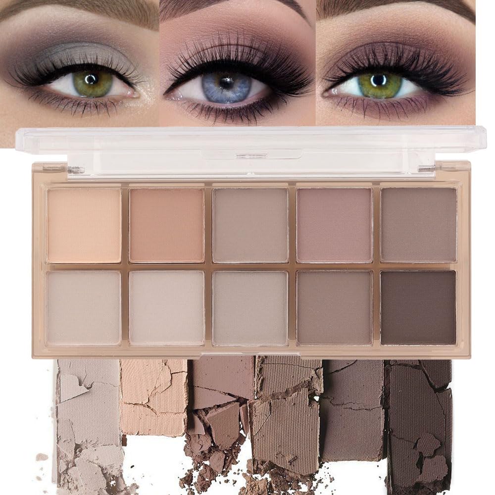 evpct Mauve Taupe Plum Matte Single Eye Shadow Palette Makeup for Older Women, Plum Lavender Purple Natural Cream Eyeshadow Palette for Green Eyes, High Pigment Mini Monochrome Eyeshadow
