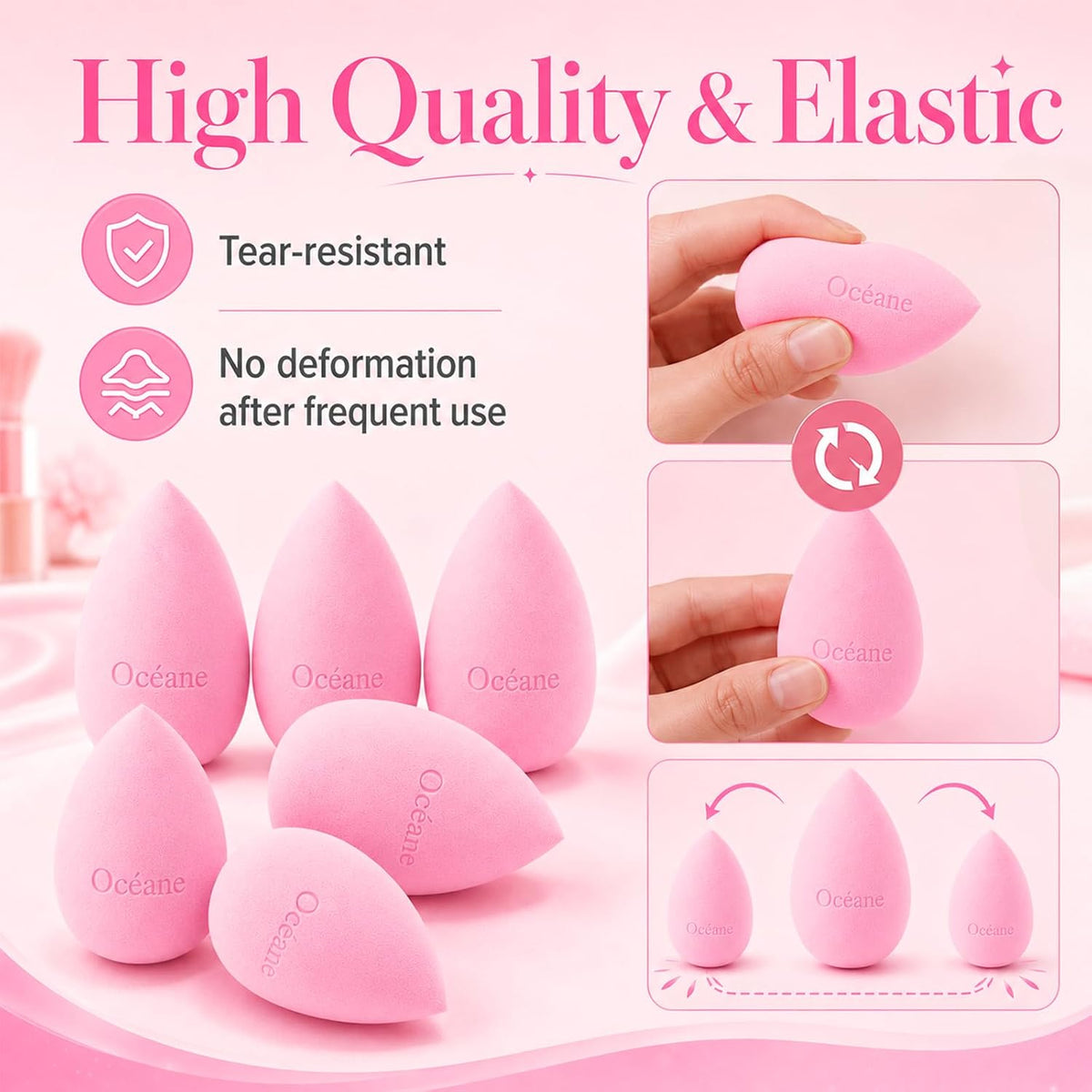 Makeup Sponge Set – Latex-Free and High-definition Set of 6 Makeup Wonder Blender for Liquid, Cream & Powder Super Soft Beauty Sponge Blenders