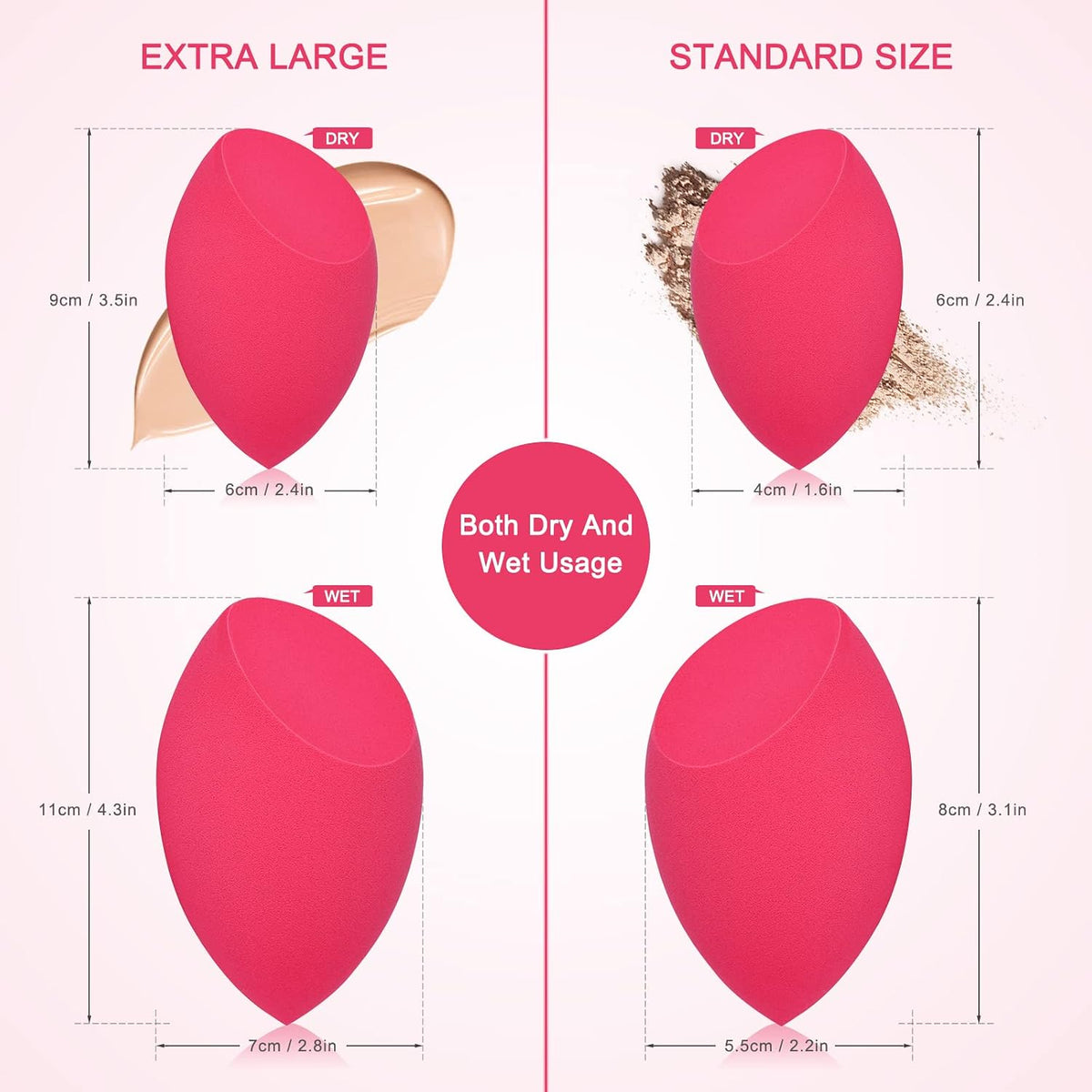EXTRA LARGE 11CM Make Up Beauty Sponges Blender BIG for Face & BODY