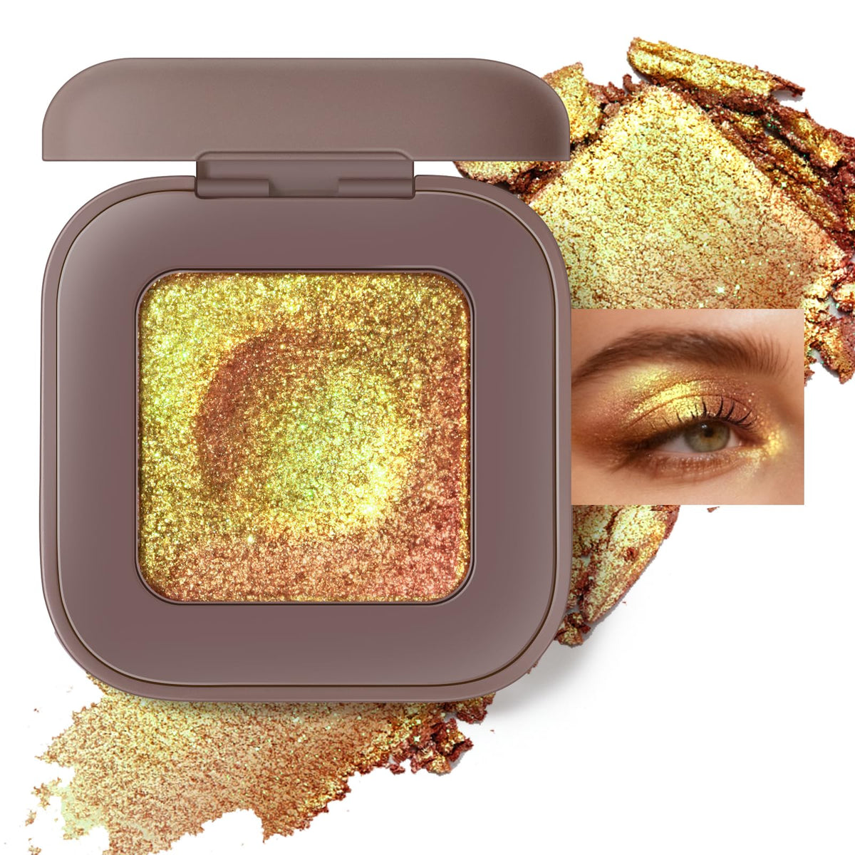 Noerrors Duochrome Plum Mauve Green Blue Glitter Eyeshadow Palette, Holographic Chameleon Rich Color Shimmer Metallic Eye Shadow, Color Shift Sparkle Iridescent Eye Brightener Fairy Makeup for Rave#02