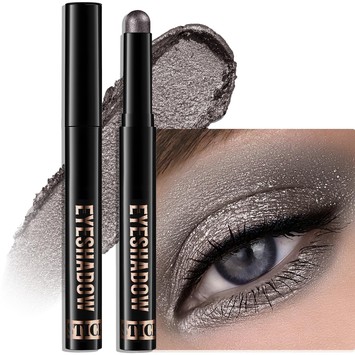 Eyeshadow Stick Light Taupe, Matte Cream Eye Shadow Stick Waterproof Nude Neutral Eyeliner Brightener Pencil Crayon Long-Lasting Eye Highlighter Makeup for Older Women Easy to Use High Pigmented