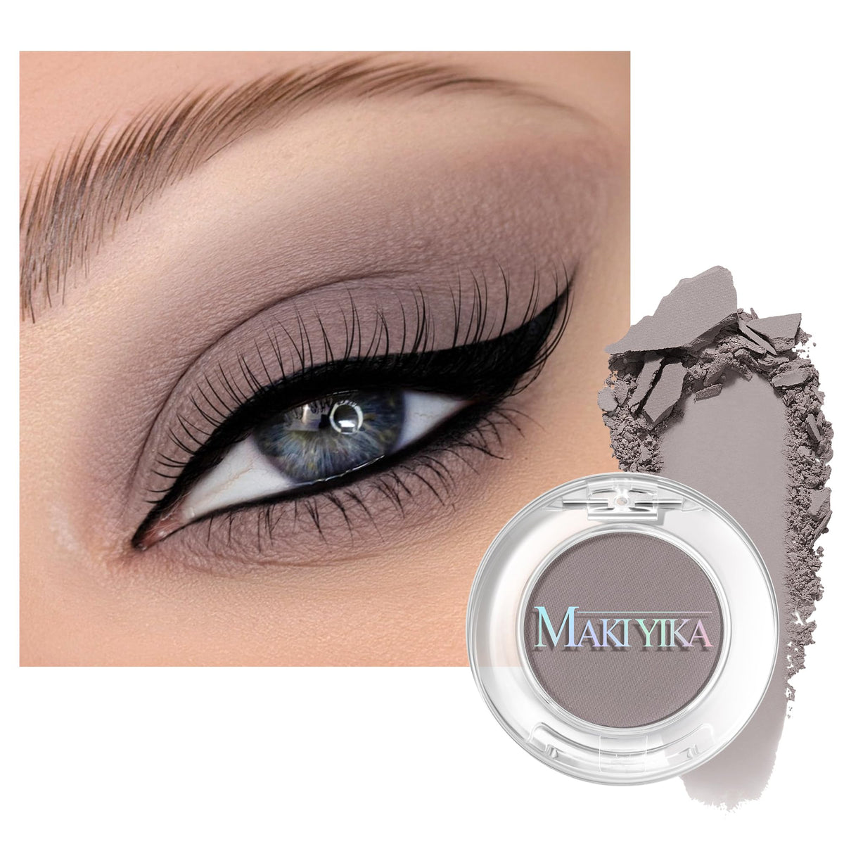 MAKI YIKA Black Grey Smokey Eyeshadow Matte Black White Gray Silver Smoky