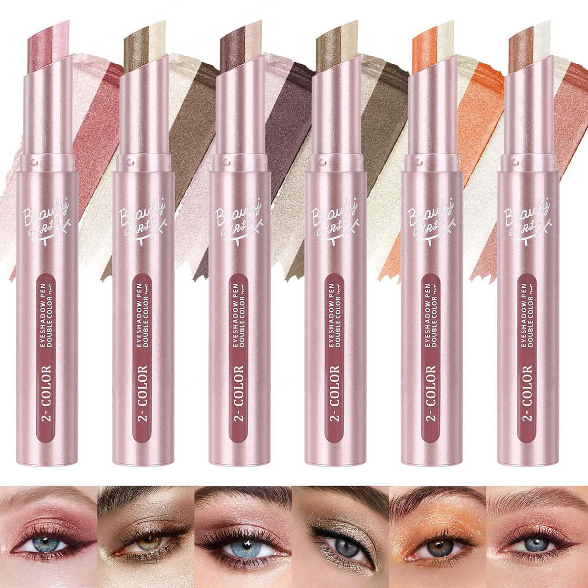 4Pcs Multi Color Eyeshadow Stick Set, 3 Color Gradient Shimmer Eye Shadow