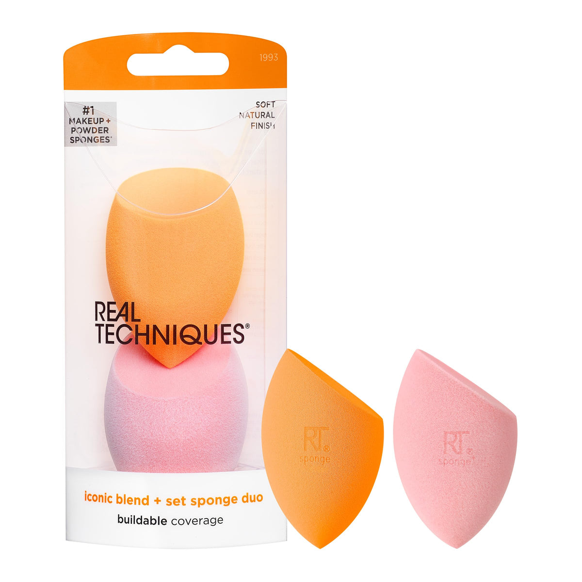 Real Techniques Miracle Concealer Sponge, Makeup Blending Sponge For Liquid & Cream Concealer, Elongated Shape For Precise Application Under Eyes & Tight Areas, Yellow, Latex-Free Foam, 2 Count