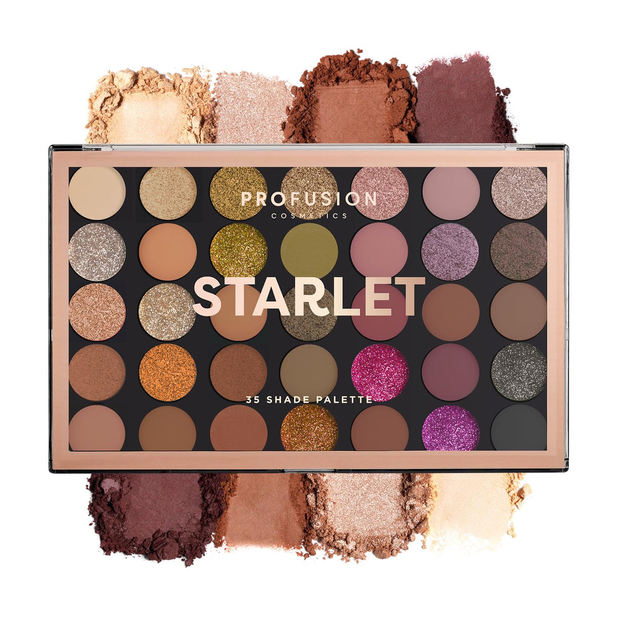 Profusion Cosmetics Marigold 35 Shade Eyeshadow Palette – Multicolor Blendable Natural Shades in Matte, Shimmer, and Glitter Finishes, Long-Wear Formula, Vegan & Cruelty-Free Makeup