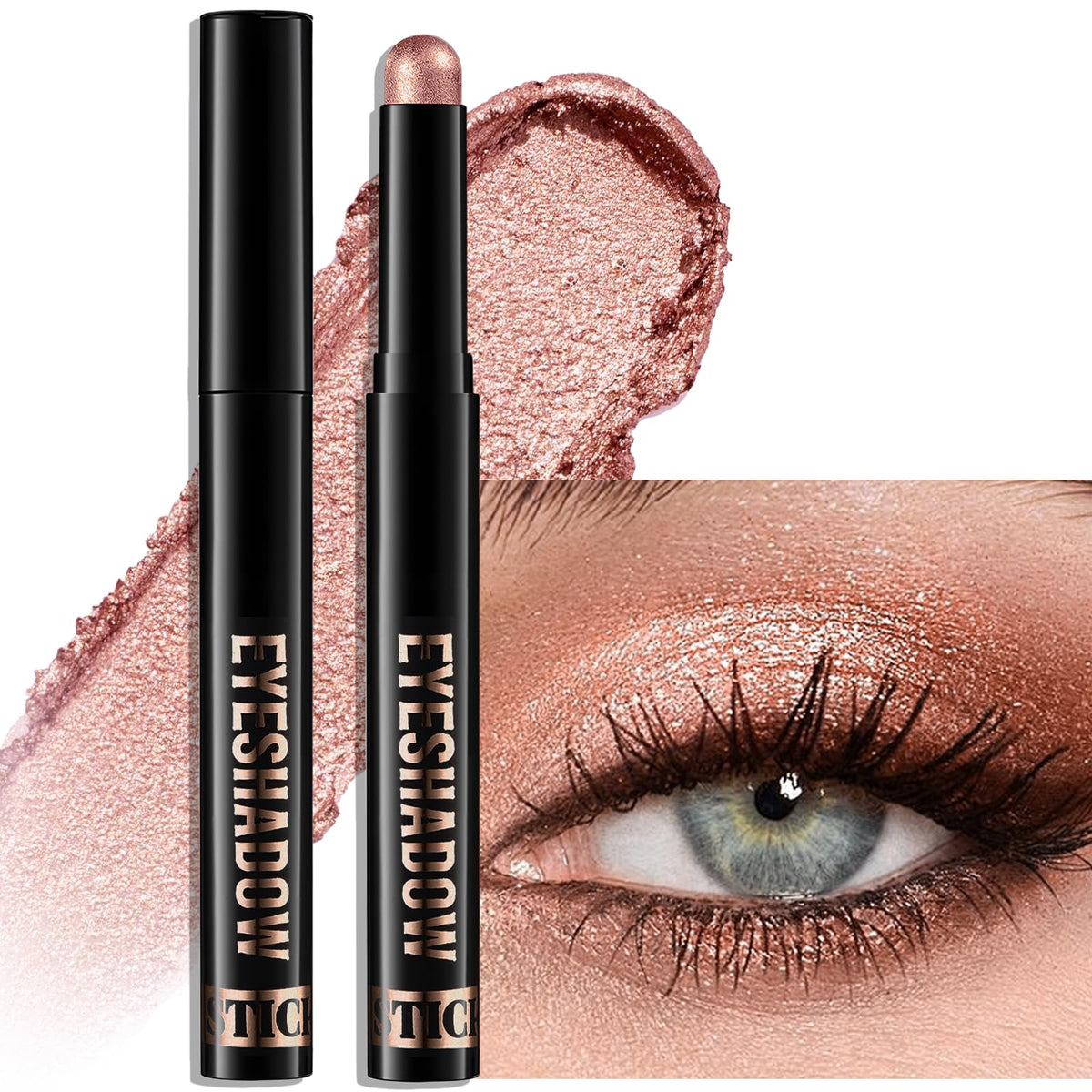 Eyeshadow Stick Light Taupe, Matte Cream Eye Shadow Stick Waterproof Nude Neutral Eyeliner Brightener Pencil Crayon Long-Lasting Eye Highlighter Makeup for Older Women Easy to Use High Pigmented