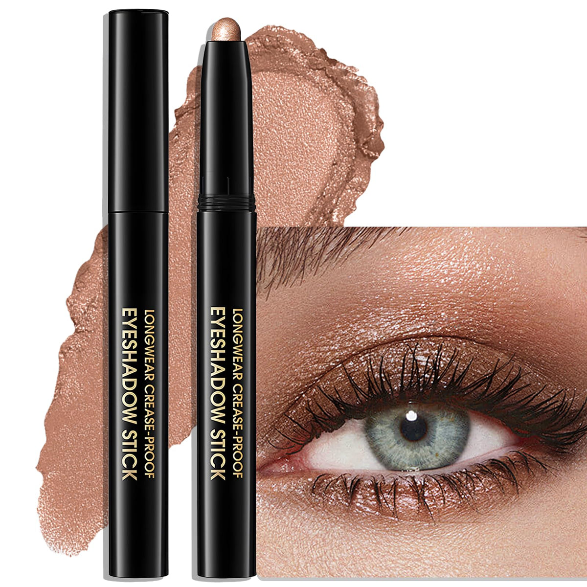 Eyeshadow Stick Light Taupe, Matte Cream Eye Shadow Stick Waterproof Nude Neutral Eyeliner Brightener Pencil Crayon Long-Lasting Eye Highlighter Makeup for Older Women Easy to Use High Pigmented