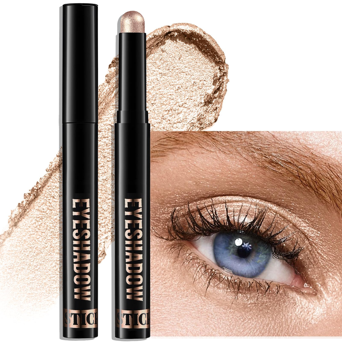 Eyeshadow Stick Light Taupe, Matte Cream Eye Shadow Stick Waterproof Nude Neutral Eyeliner Brightener Pencil Crayon Long-Lasting Eye Highlighter Makeup for Older Women Easy to Use High Pigmented