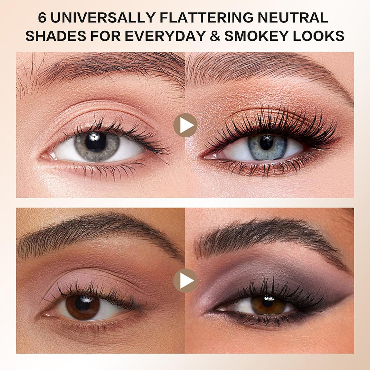 6 Matte Neutral Mini Eyeshadow Palette with Brush - Ultra Blendable Cool-Tone Nude Smokey Eye Shadow Palette, Long-lasting Wear Smooth Texture