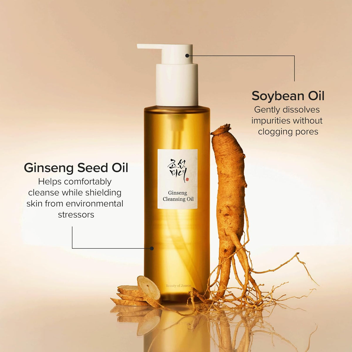 Beauty of Joseon Ginseng Cleansing Oil Waterproof Makeup Remover for Sensitive, Congested-Prone Facial Skin. Korean Skin Care for Men and Women, 210ml, 7.1 fl.oz