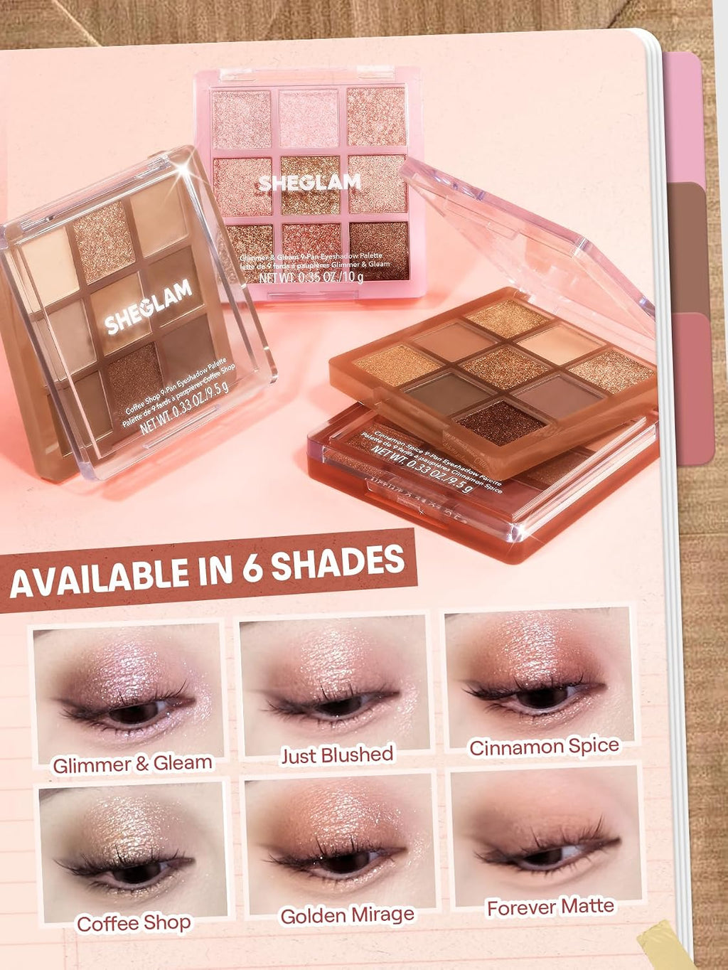 SHEGLAM Eyeshadow Palette 9-Color Ultra-pigmented Shimmer & Matte Shades, Vegan & Cruelty-free-Coffee Shop