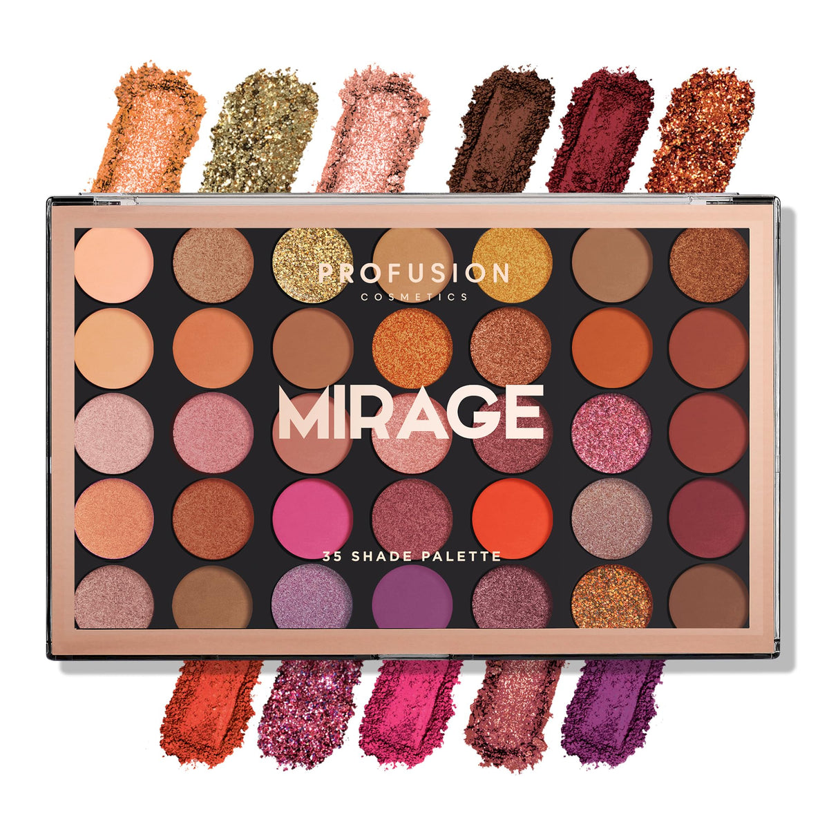 Profusion Cosmetics Marigold 35 Shade Eyeshadow Palette – Multicolor Blendable Natural Shades in Matte, Shimmer, and Glitter Finishes, Long-Wear Formula, Vegan & Cruelty-Free Makeup