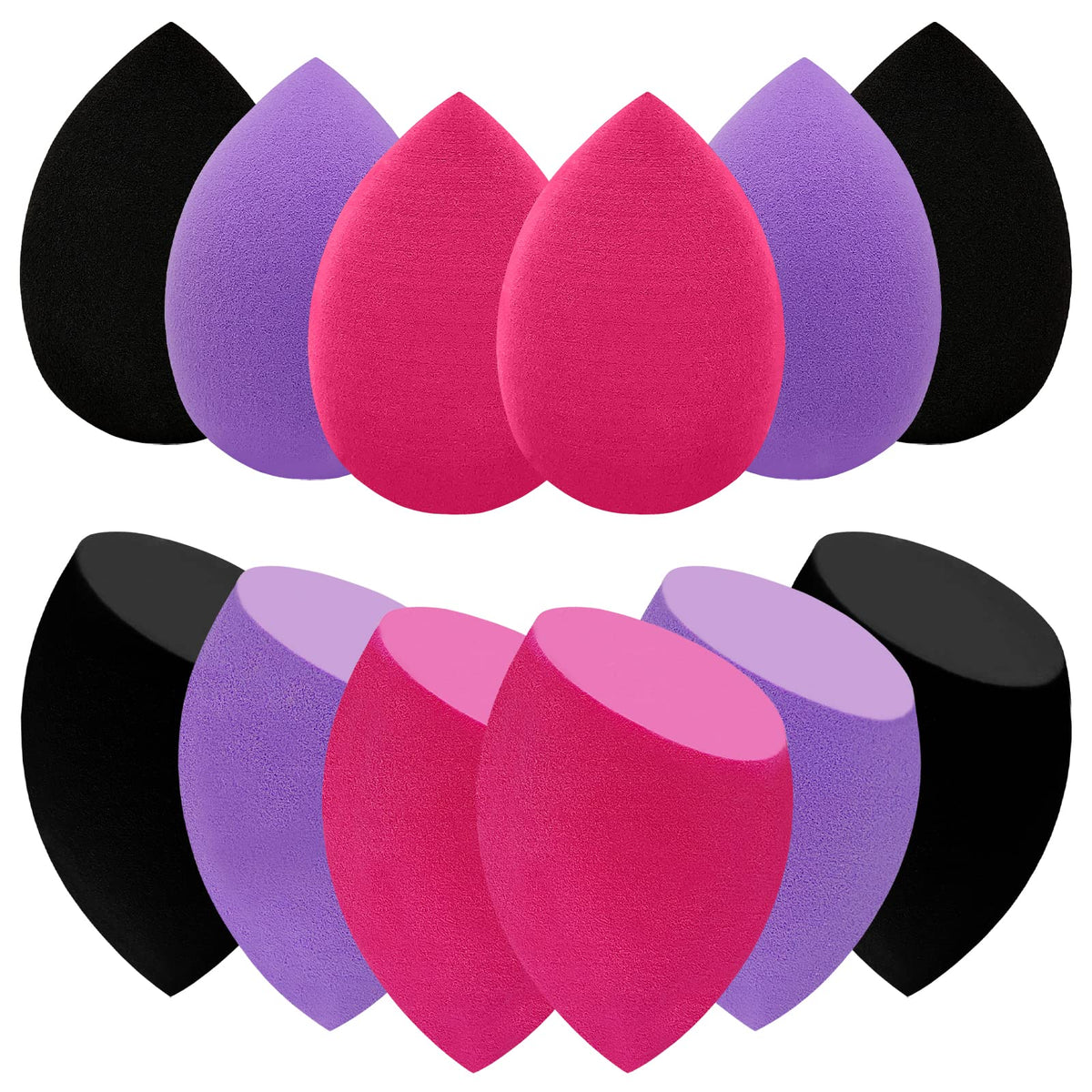 12 Pieces Professional Makeup Sponge Set,Latex Free Flawless Soft Setting Face Puffs,Multicolor Beauty Sponge Blender Cosmetic Applicator for Powder,Liquid,Facial Makeup Tools