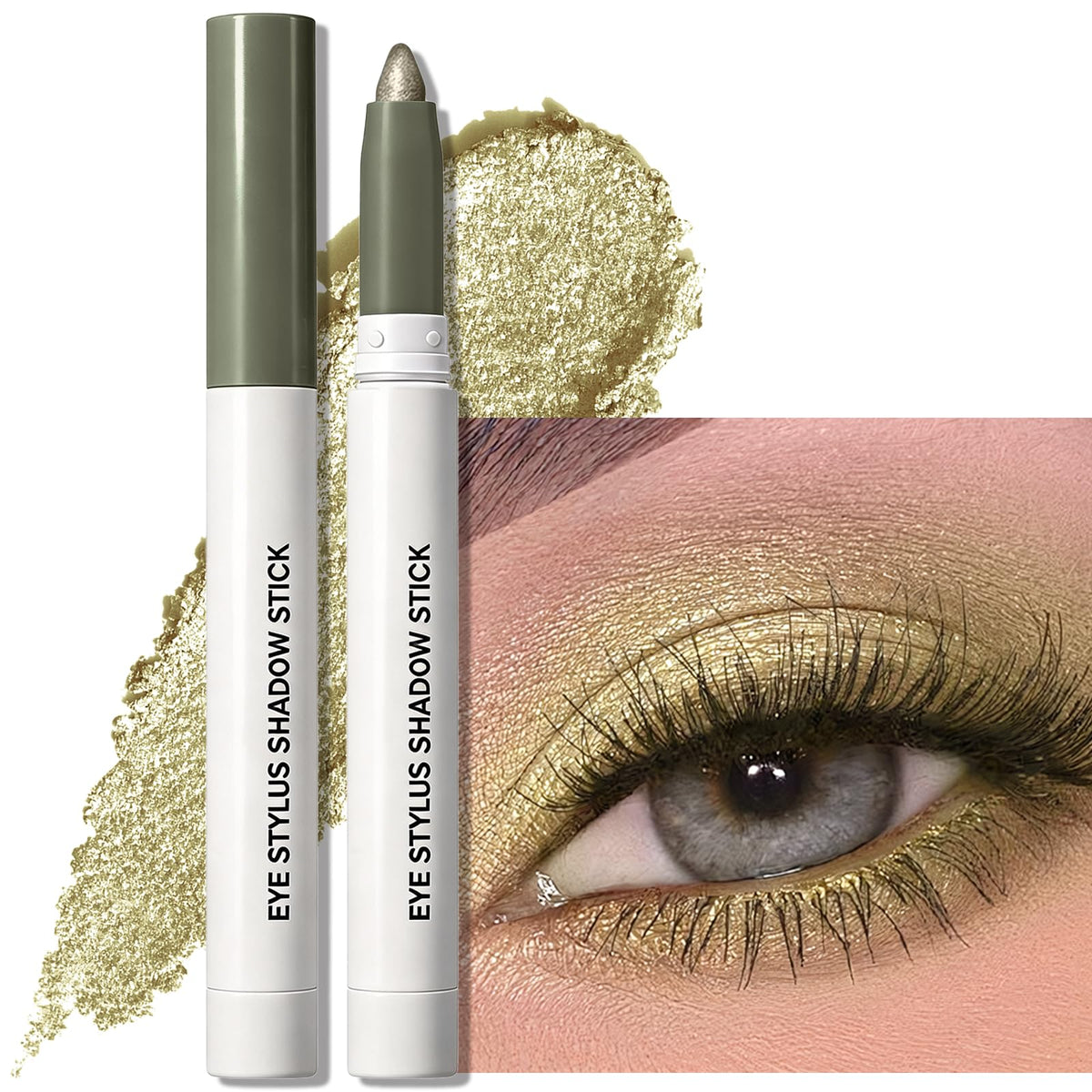 Eyeshadow Stick Light Taupe, Matte Cream Eye Shadow Stick Waterproof Nude Neutral Eyeliner Brightener Pencil Crayon Long-Lasting Eye Highlighter Makeup for Older Women Easy to Use High Pigmented