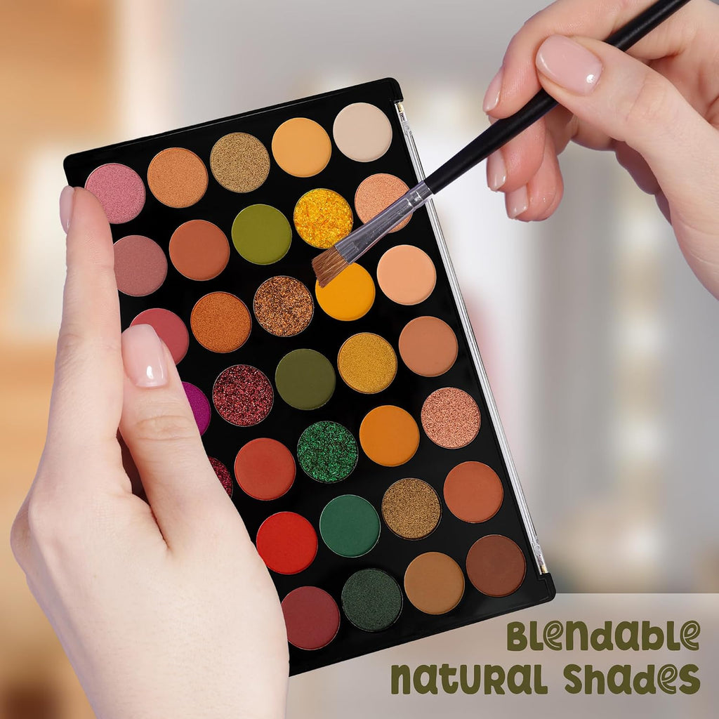 Profusion Cosmetics Marigold 35 Shade Eyeshadow Palette – Multicolor Blendable Natural Shades in Matte, Shimmer, and Glitter Finishes, Long-Wear Formula, Vegan & Cruelty-Free Makeup