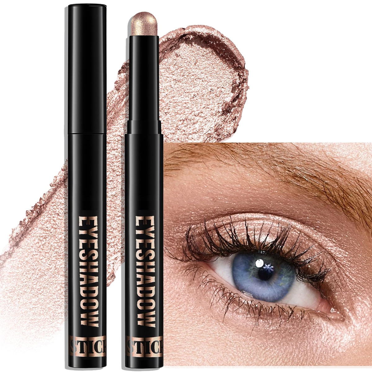 Eyeshadow Stick Light Taupe, Matte Cream Eye Shadow Stick Waterproof Nude Neutral Eyeliner Brightener Pencil Crayon Long-Lasting Eye Highlighter Makeup for Older Women Easy to Use High Pigmented