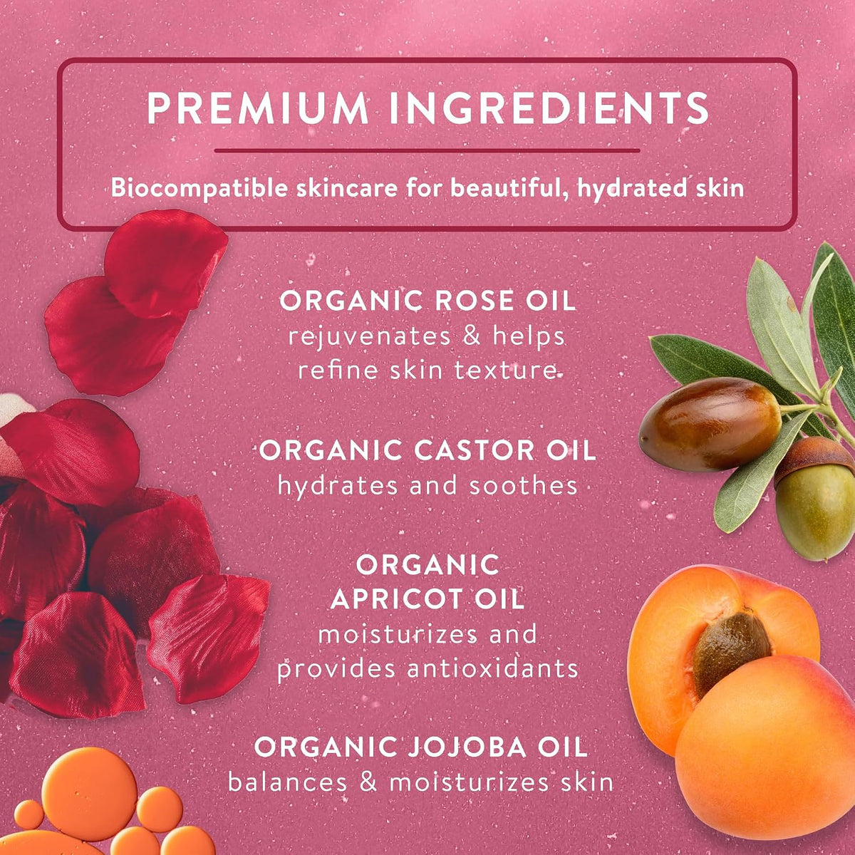 Badger Rose Face Cleansing Oil, 2 fl oz Glass Bottle