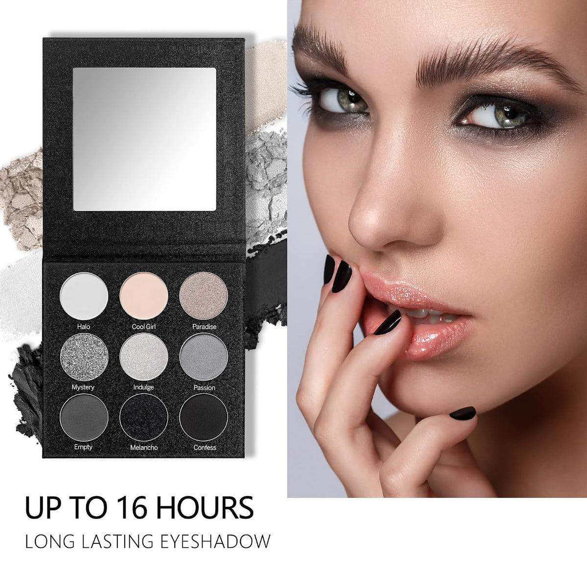 MAKI YIKA Black Grey Smokey Eyeshadow Matte Black White Gray Silver Smoky