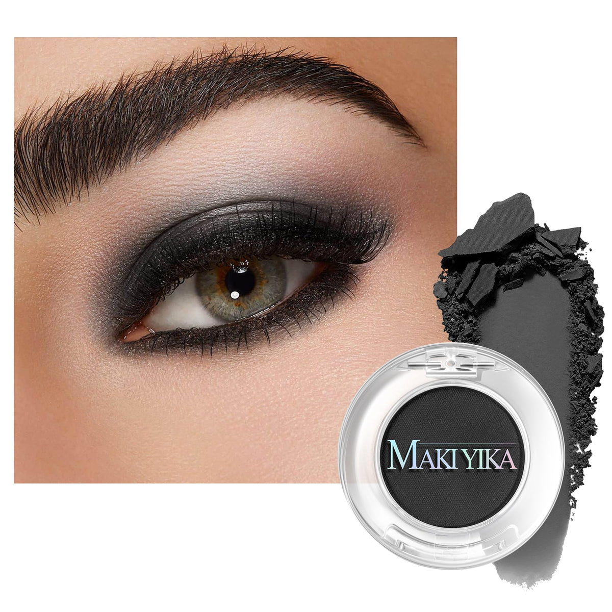 MAKI YIKA Black Grey Smokey Eyeshadow Matte Black White Gray Silver Smoky