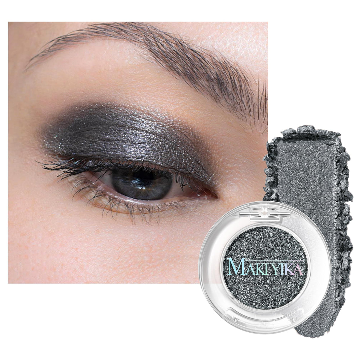 MAKI YIKA Black Grey Smokey Eyeshadow Matte Black White Gray Silver Smoky
