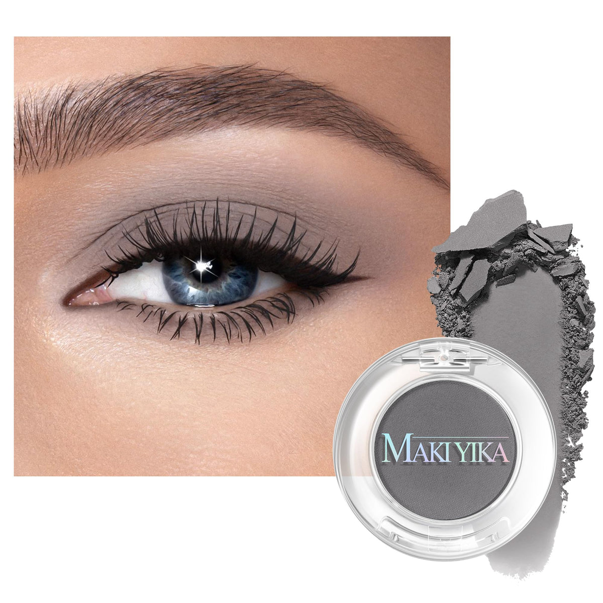 MAKI YIKA Black Grey Smokey Eyeshadow Matte Black White Gray Silver Smoky